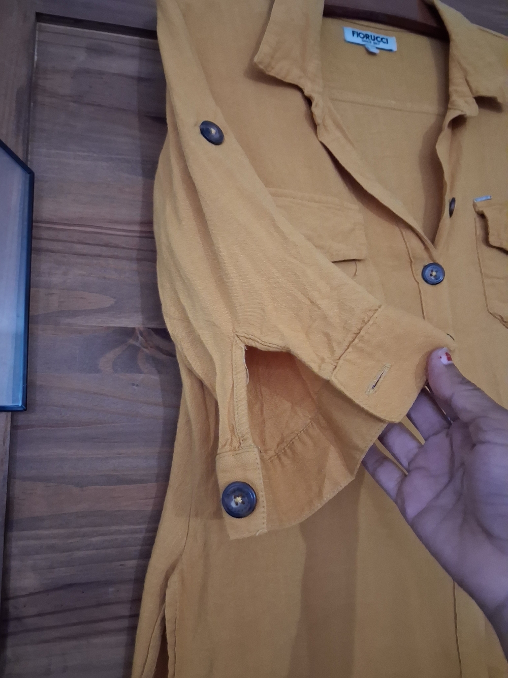 Fiorucci Mustard Blouse, Button-Front Shirt Tunic, S - Picture 9 of 12